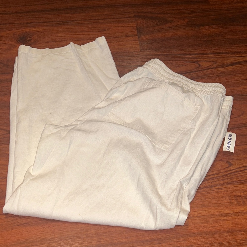 NWTS Old Navy Hot Linen Bright White Wide Leg Pants Sz XL TG
